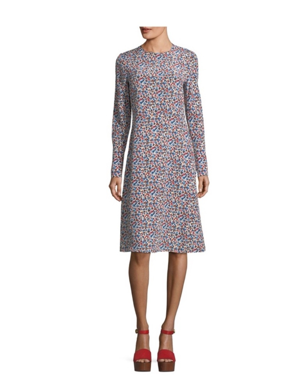 Like New Tory Burch Silk Carlotte Wildflower Print Dress in Blue and Red